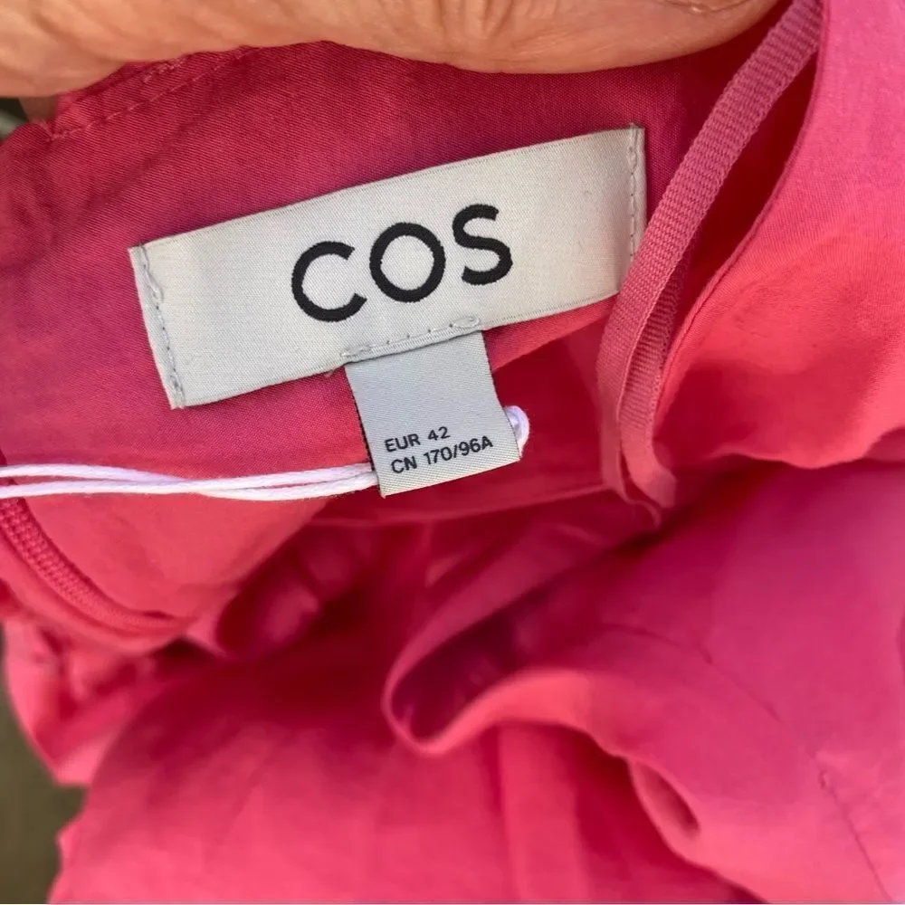 COS Pink A-Line Midi Dress with Dolman Sleeves size medium